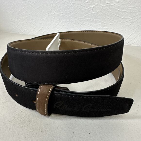 Robert Graham Black Suede Ripaso Belt - Signature Stitching & Buckle Men's sz 38 - Picture 3 of 10